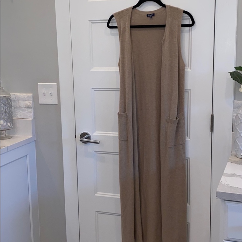 Women’s Splendid sleeveless cardigan vest khaki